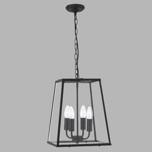 Searchlight Hanglamp Lantern, zwart, 4-lamps