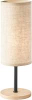 FH LIGHTING Tafellamp Kira, stoffen kap, zwart/eiken naturel