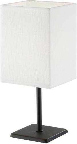 FH LIGHTING Tafellamp Lela met linnen kap zwart/wit