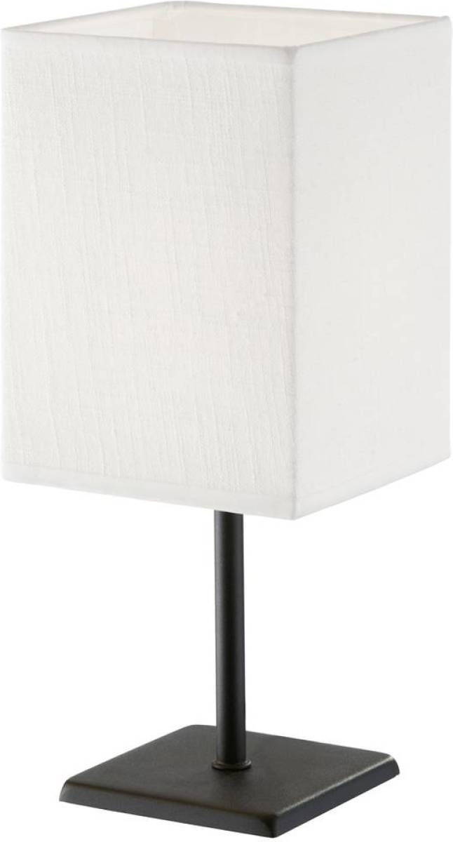 FH LIGHTING Tafellamp Lela met linnen kap zwart/wit