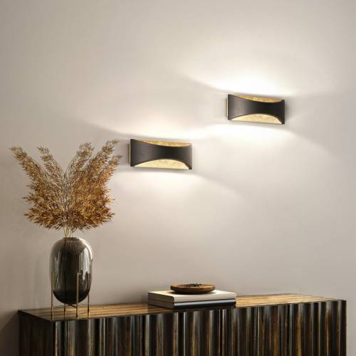 Fischer & Honsel LED wandlamp Rio up/down, zwart/bladgoud