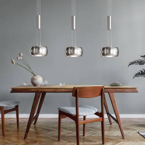 Fischer & Honsel LED hanglamp Colette, 3-lamps chroom/nikkel