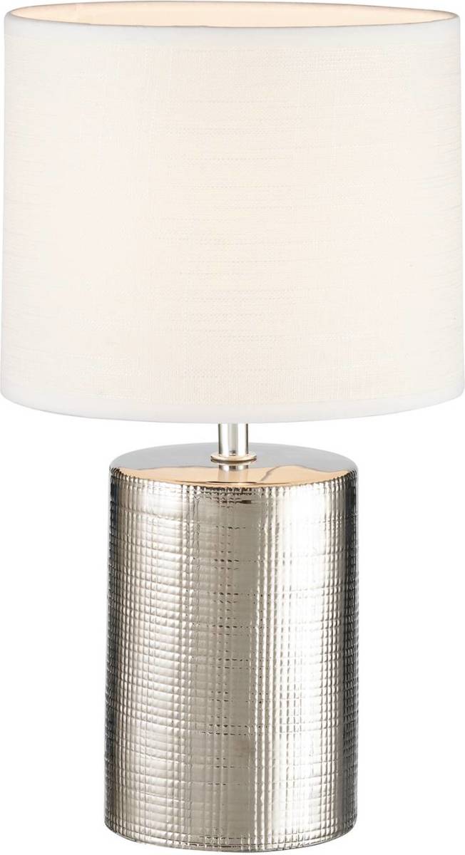 Fischer & Honsel Tafellamp Prata, cilindrisch, wit/zilver