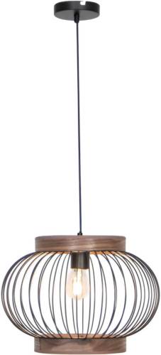 Viokef Hanglamp Darling van staal en hout, rond