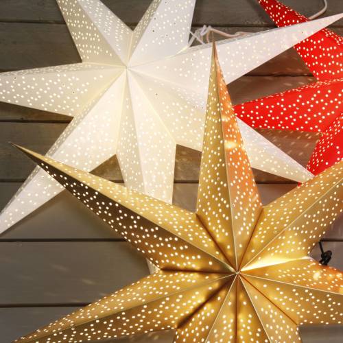 STAR TRADING Mite papieren ster met gaatjespatroon, wit Ø 70 cm