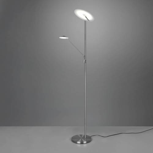 Trio Lighting LED vloerlamp Brantford, leeslamp nikkel mat