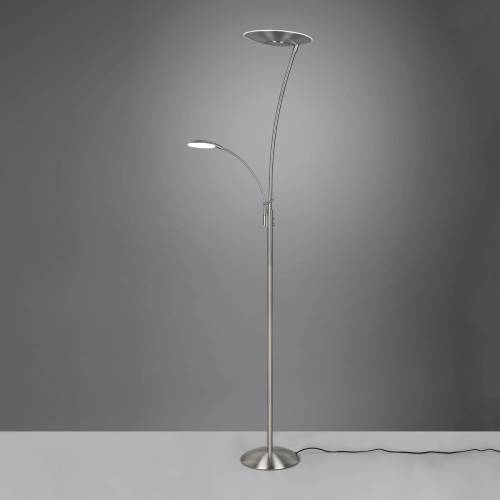 Trio Lighting LED vloerlamp Granby met LED leeslamp nikkel mat