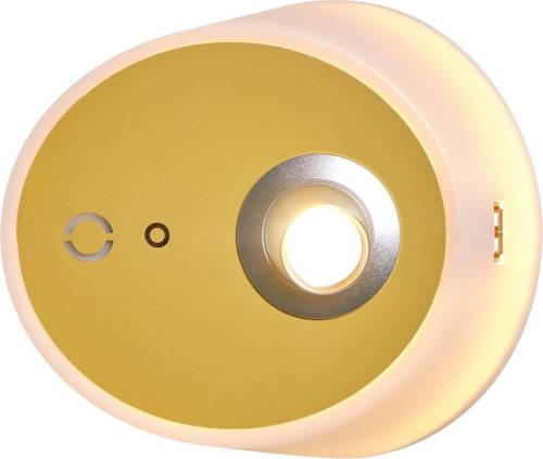 Carpyen LED wandlamp Zoom, spot, USB-uitgang, mosterdgeel