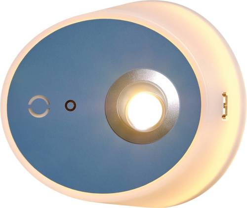 Carpyen LED wandlamp Zoom, spot, USB-uitgang, blauw