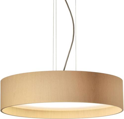 Domus LED hanglamp LARAwood L, wit eiken, Ø 55 cm