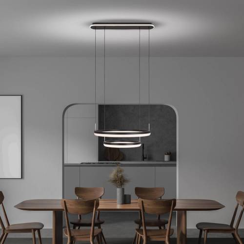 Naeve Leuchten Näve LED hanglamp CCT, twee ringen, afstandsbediening