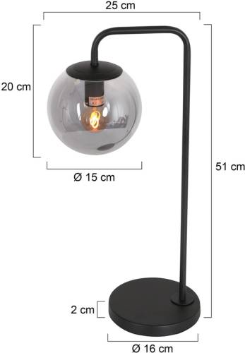 Steinhauer Tafellamp Bollique met rookglas-kap