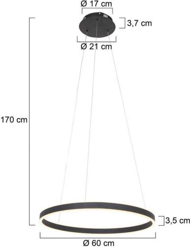 Steinhauer LED hanglamp Ringlux Ø 60 cm 2-lamps zwart