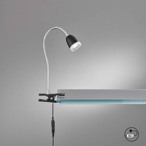 FH LIGHTING LED klemlamp Nox, grijs zwart