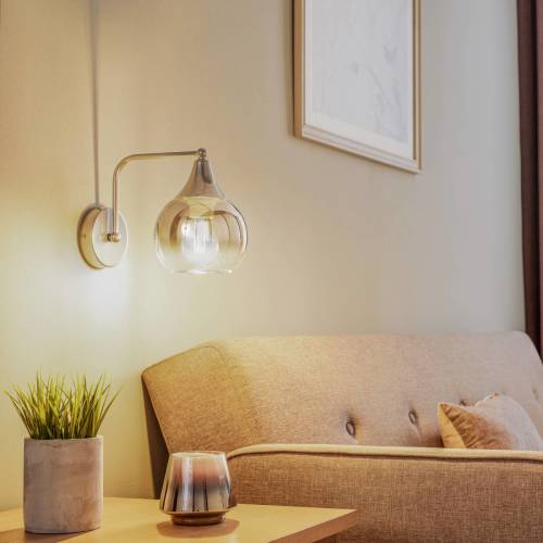 Eko-Light Wandlamp Monte van glas, 1-lamp, zilver