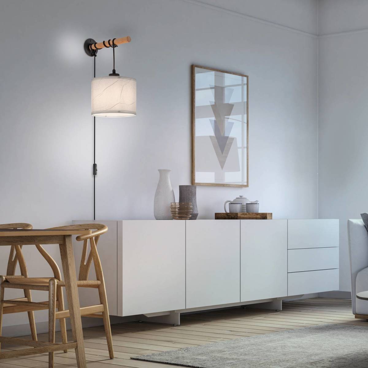 JUST LIGHT. Green Sofie wandlamp met papieren kapje