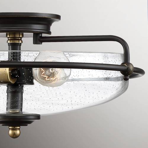 QUOIZEL Plafondlamp Griffin brons/helder, 3-lamps