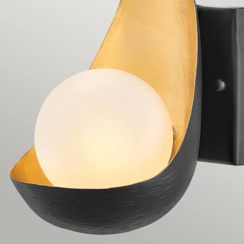 Quintiesse Wandlamp Ren, 1-lamp, zwart/goud