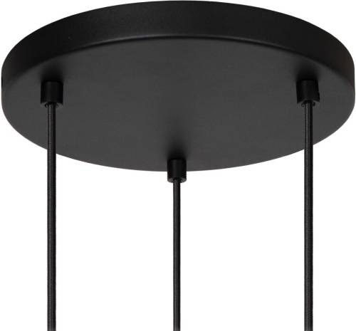 Lucide Hanglamp Evora, 3-lamps, rondel, zwart
