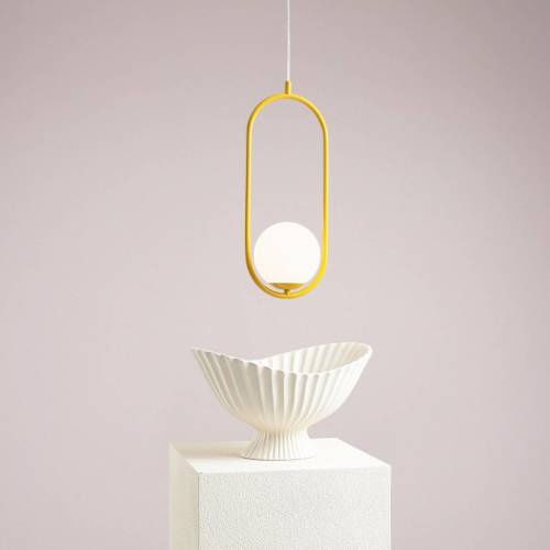 ALDEX Hanglamp Dione, 1-lamp, mosterdgeel/wit