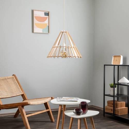 Envostar Lohr hanglamp, hout, kegelvormig Ø 53cm