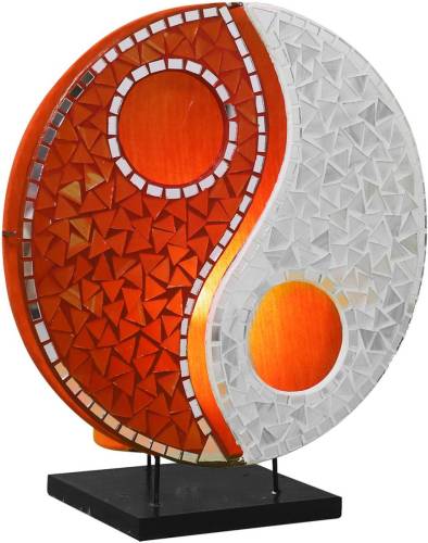 Woru Ying Yang glasmozaïek tafellamp oranje/wit