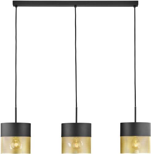 HELL Hanglamp Mesh E27 3-lamps hoog, zwart/goud