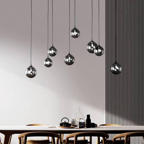 Fischer & Honsel LED hanglamp Bala 8-lamps G9 rookglas