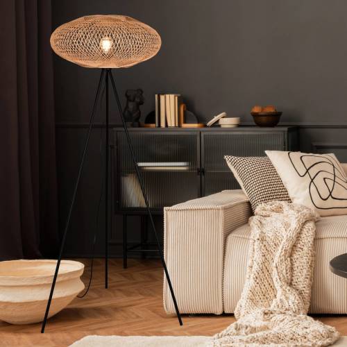 Trio Lighting Vloerlamp Hedda van sisal en metaal