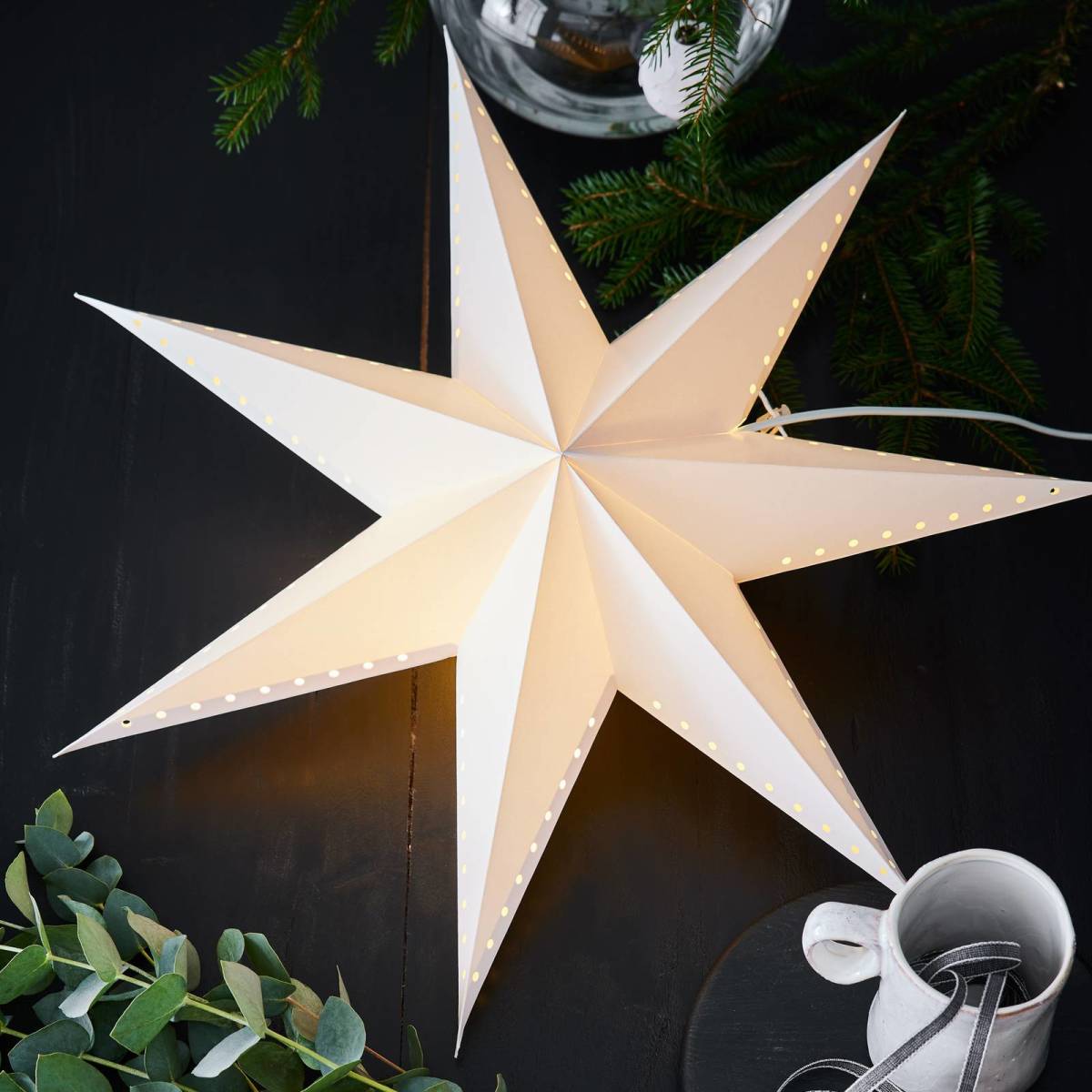 Markslöjd Lively decoratieve ster, hangend, wit, Ø 60 cm