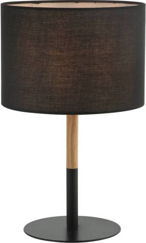 Zambelis Textiel-tafellamp 20214 metaal/hout licht zwart