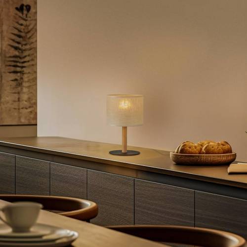 TK Lighting Tafellamp Deva Nature, textiel, hout