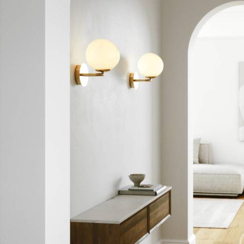 DFTP by Nordlux Wandlamp Shapes met glazen kap, wit/messing