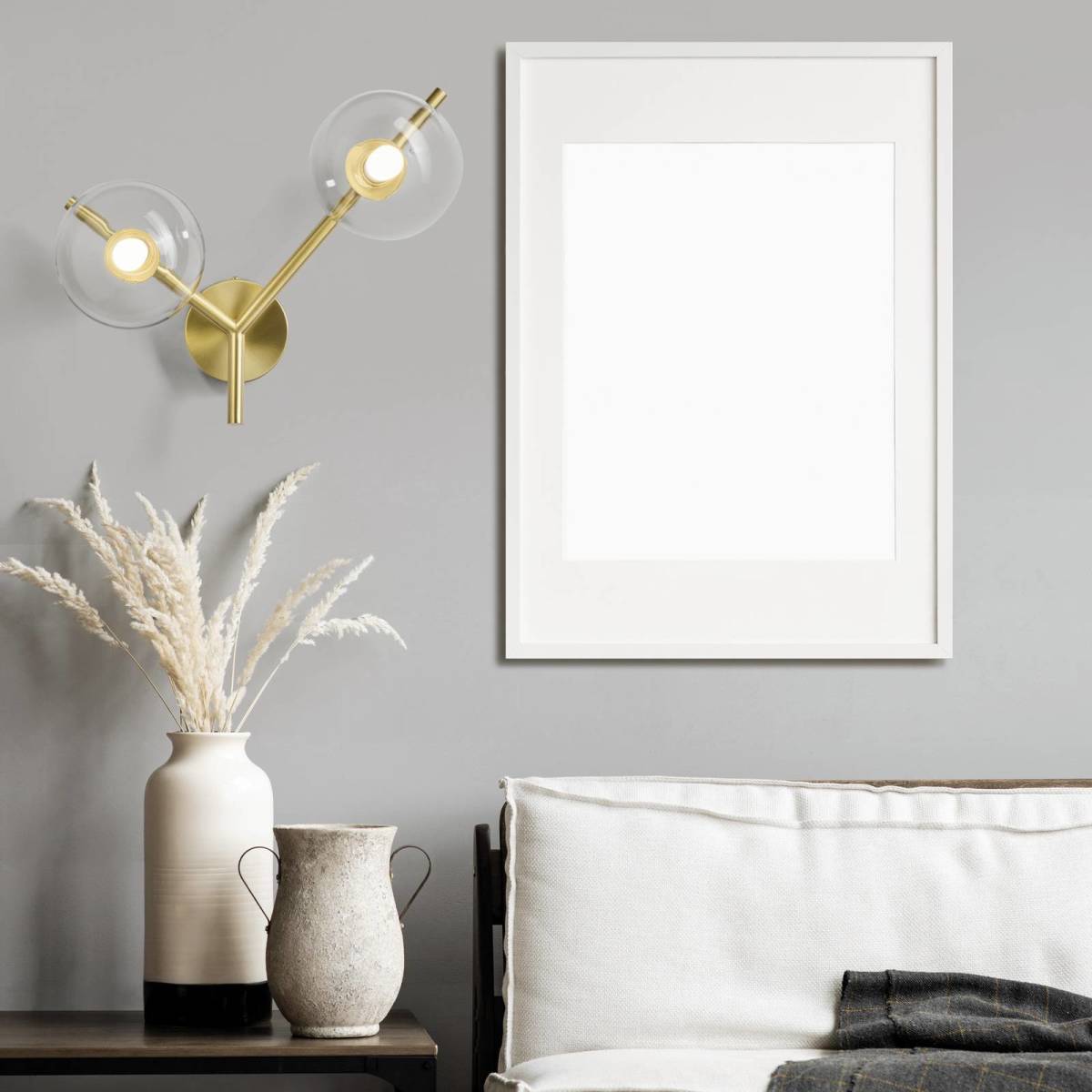 MILOOX BY Sforzin Wandlamp Camely, goud geborsteld/helder, 2-lamps