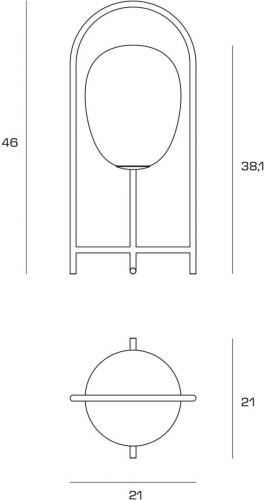 MILOOX BY Sforzin Tafellamp Drop, melkglazen kap, frame zwart