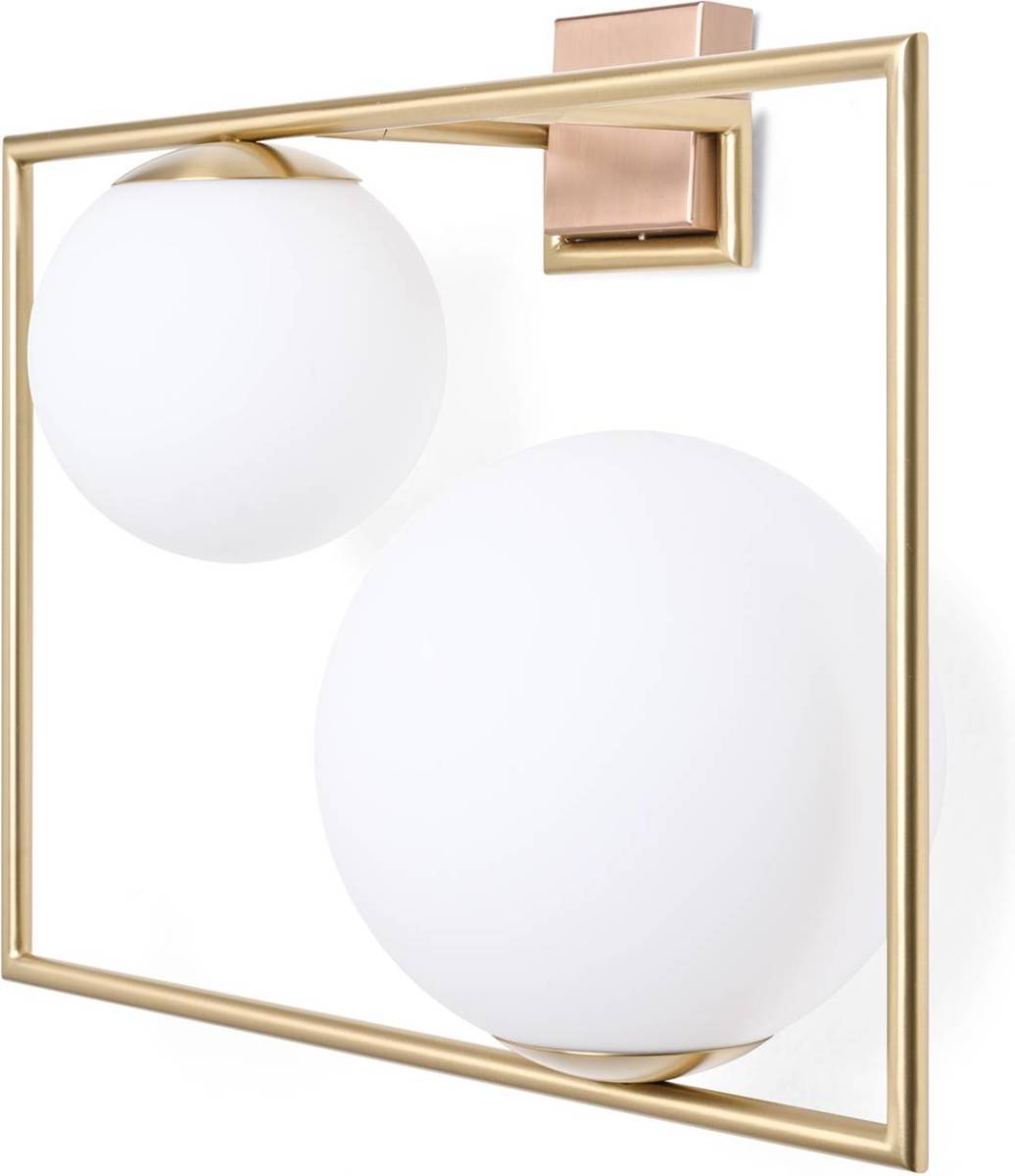 MILOOX BY Sforzin Wandlamp Buble, goud, 2 opaalglazen kappen
