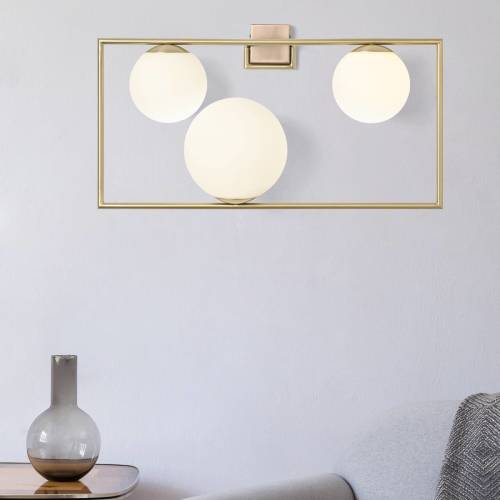 MILOOX BY Sforzin Wandlamp Buble, goud, 3 opaalglazen kappen