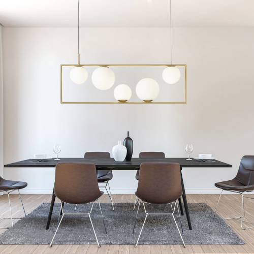 MILOOX BY Sforzin Hanglamp Buble, goud, 5 opaalglazen kappen