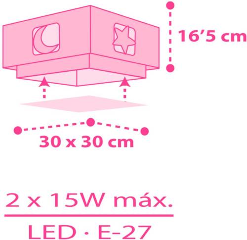 Dalber Moonlight kinderen-plafondlamp 1-lamp pink