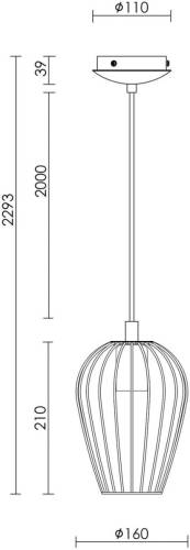 BEACON LIGHTING Hanglamp Callam met kooi kap Ø 16 cm