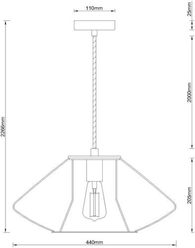 BEACON LIGHTING Hanglamp Pheonix Squat met kooikap Ø 45 cm