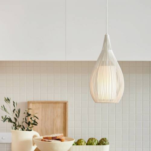 BEACON LIGHTING Hanglamp Solis met kooikap, wit