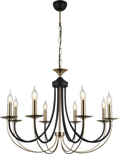 Lucea Kroonluchter Ferra, antiek messing, 8-lamps