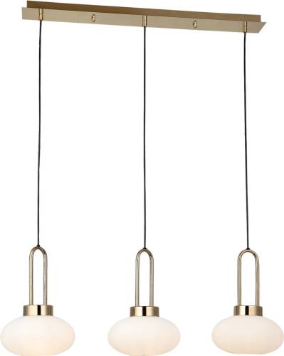 Lucea Hanglamp Rezza, lineair, goud, 3-lamps