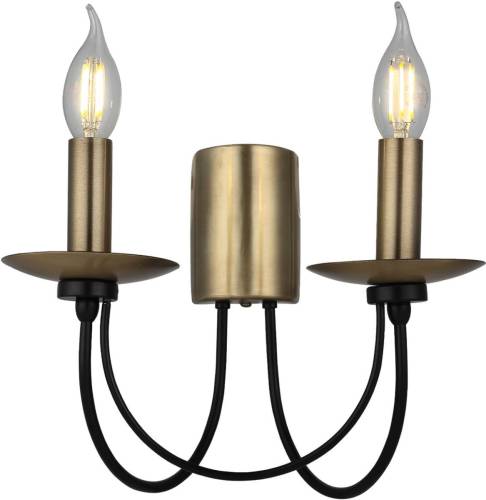 Lucea Wandlamp Dofa, antiek messing/zwart, 2-lamps