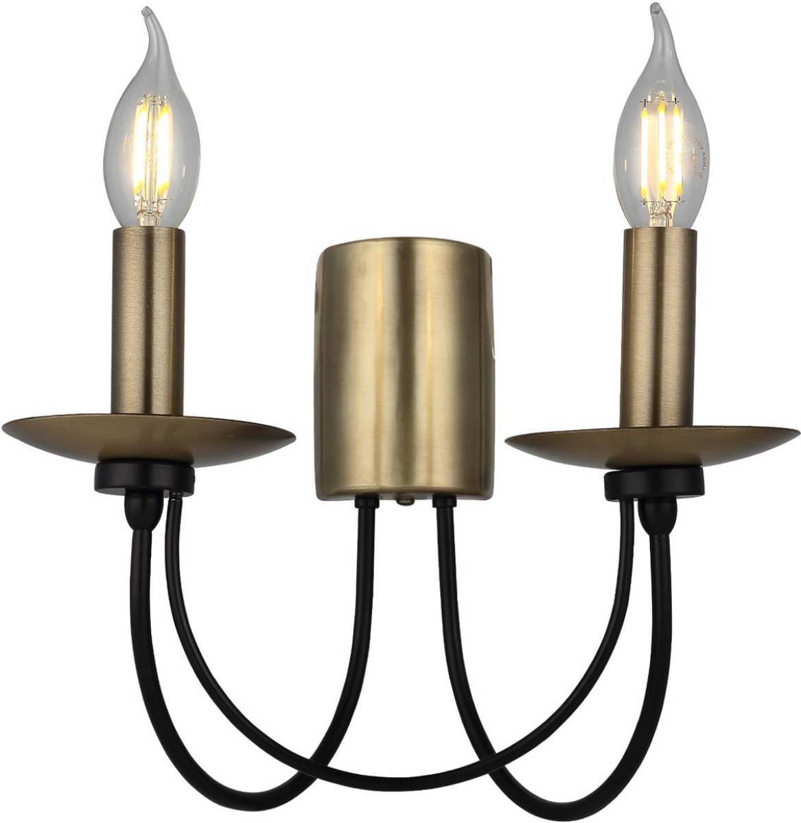 Lucea Wandlamp Dofa, antiek messing/zwart, 2-lamps