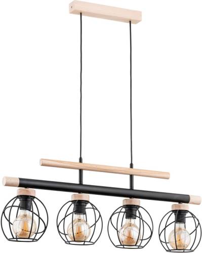 Alfa Trendy Basket hanglamp van hout, 4-lamps