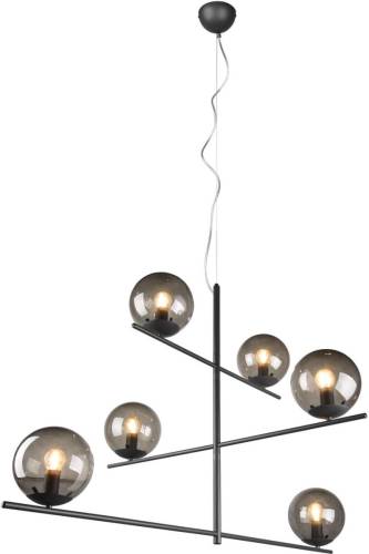 Trio Lighting Hanglamp Pure zwenkarmen 6-lamps antraciet/helder