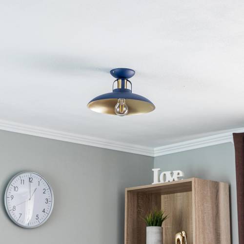 Eko-Light Plafondlamp Felix, blauw/goud