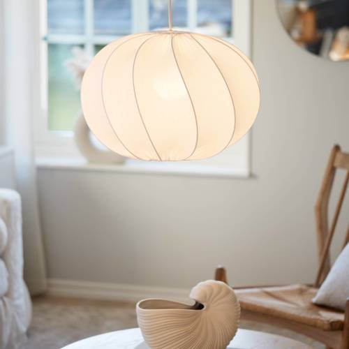 PR Home Olivia hanglamp, kap van textiel, wit, Ø 50 cm